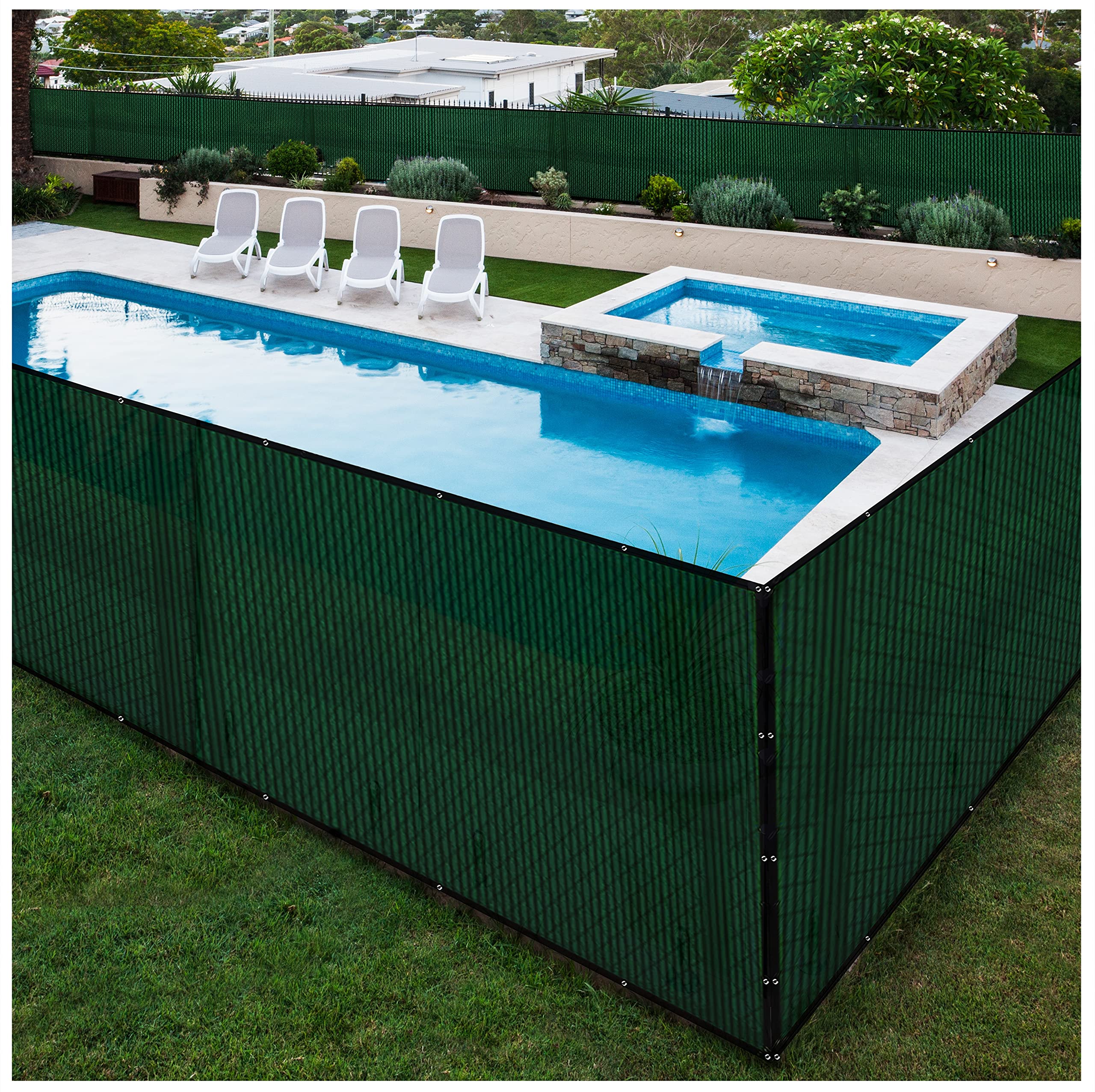 Installation view of Boen Privacy Screen on a chain link fence