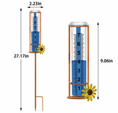 Installation view of JMBay rain gauge with metal stake
