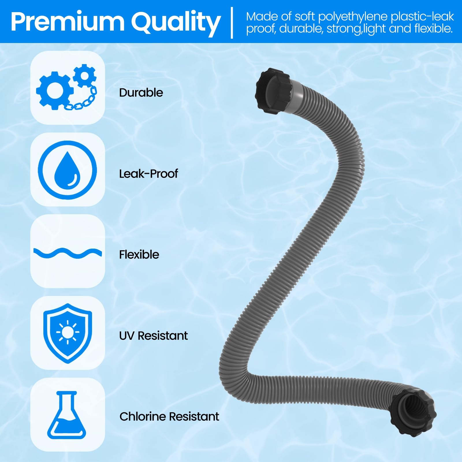 Installation view of POOLWHALE replacement hoses at pool pump