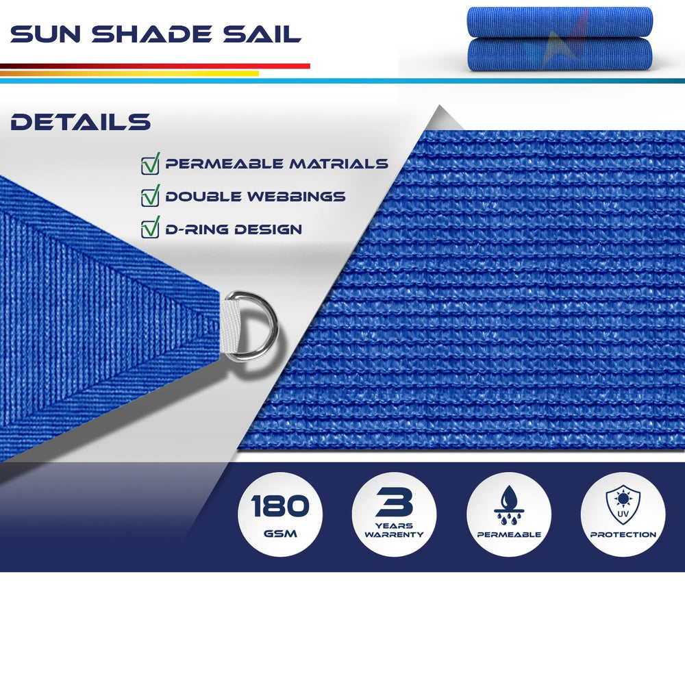Installation view of the Windscreen4less Blue Shade Sail
