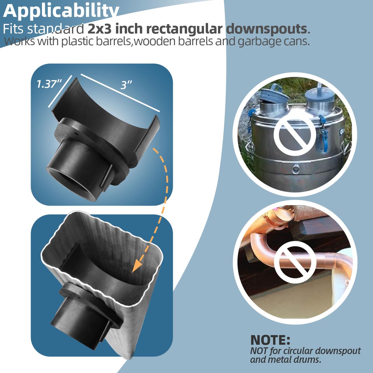 Installation view of XCWT Rain Barrel Diverter in downspout