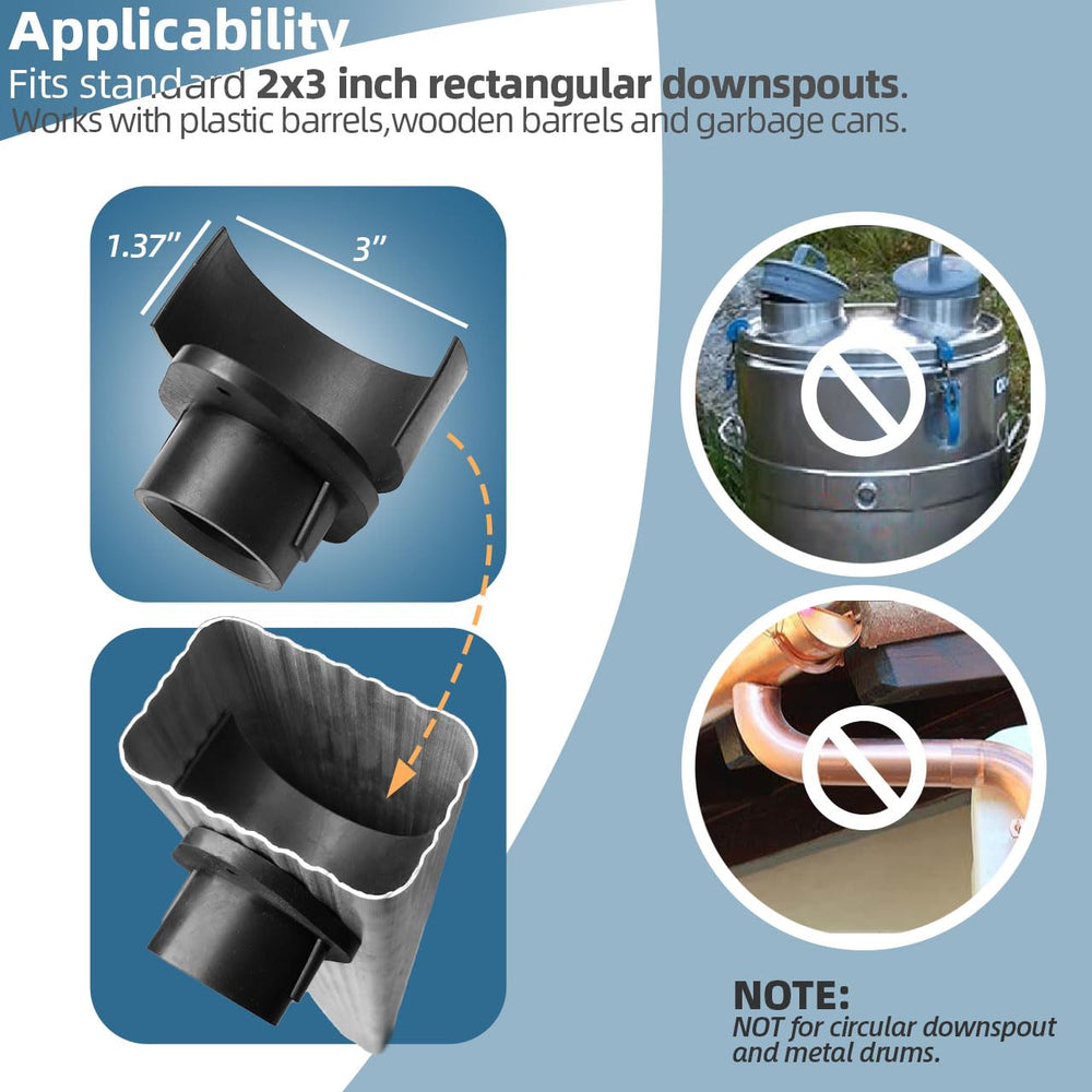 Installation view of XCWT Rain Barrel Diverter in downspout