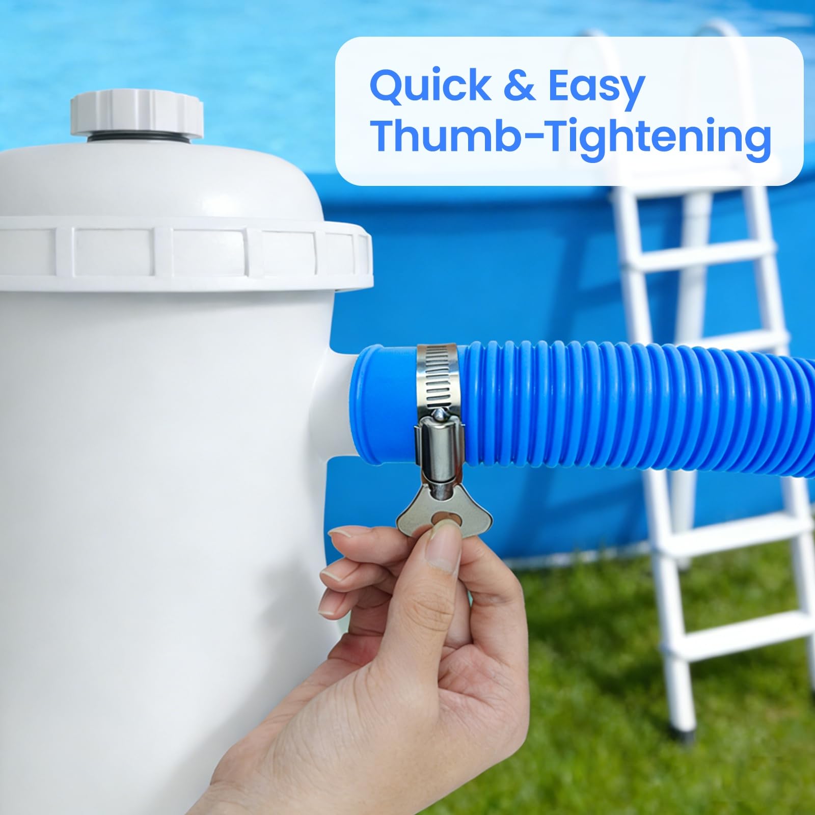 Installed Poolvio pool hoses on above ground pool pump