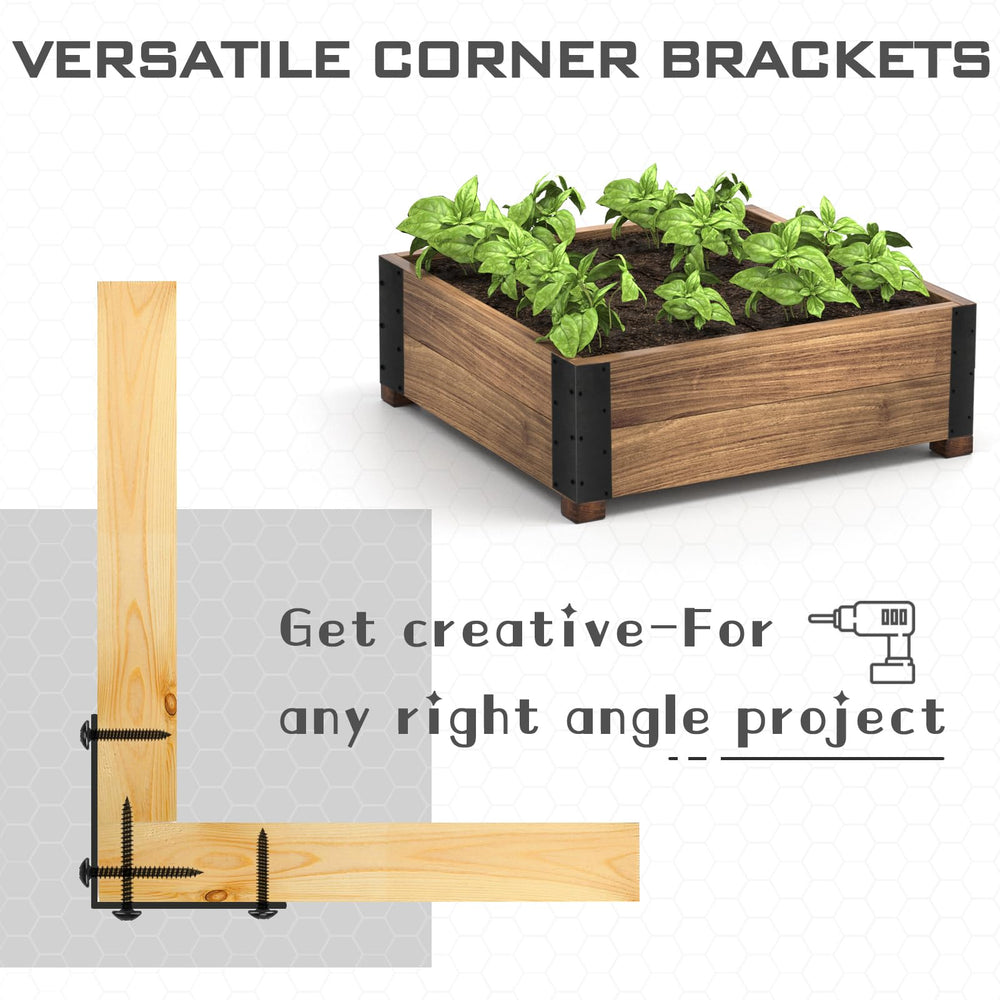 Installed WLLEYAY corner brackets on a wooden raised garden bed