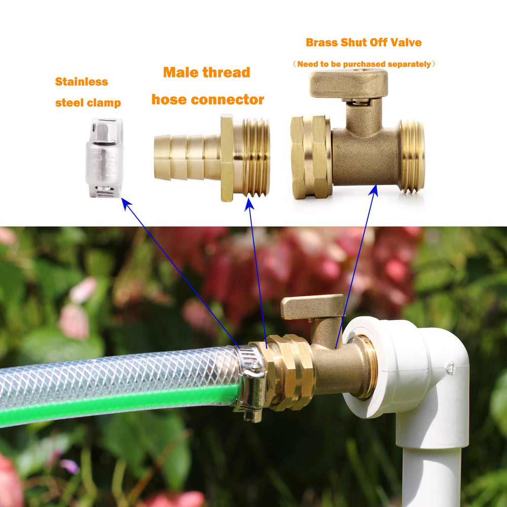Installed YELUN hose connector in use with garden hose