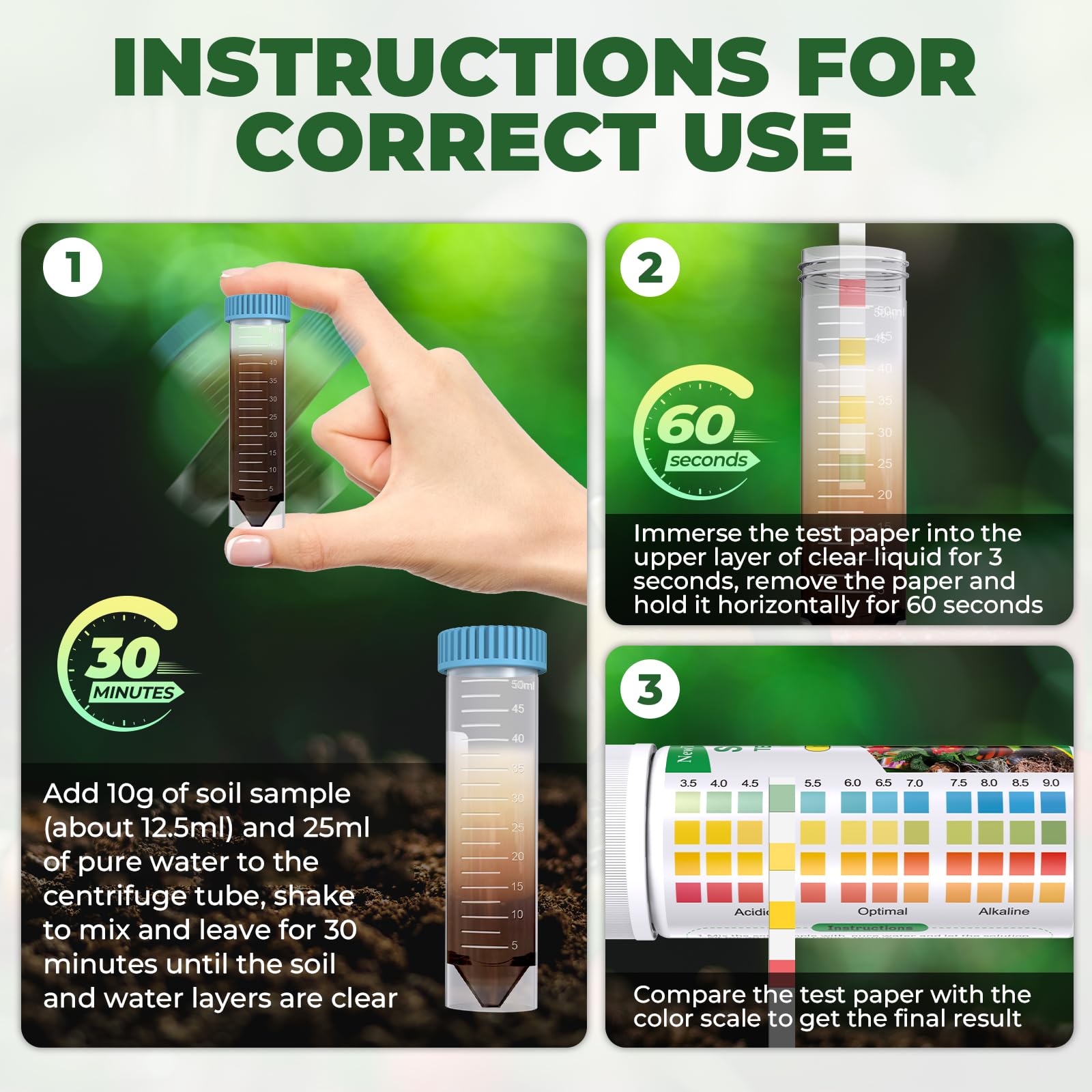 Instruction manual for NewTest Soil pH Test Kit