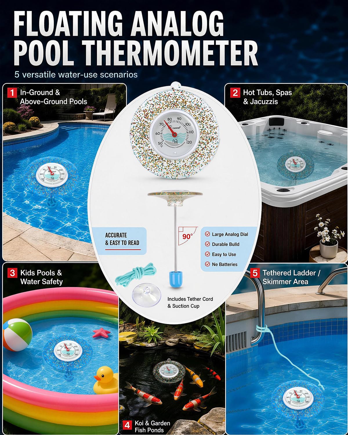 Instruction Manual included with SPOROLWE Glitter Floating Thermometer