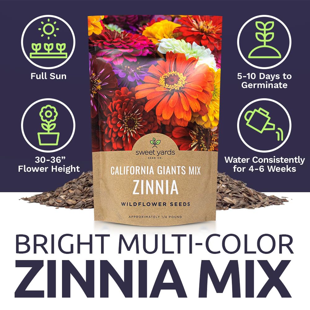 Instructions for planting zinnia seeds on the back of the package