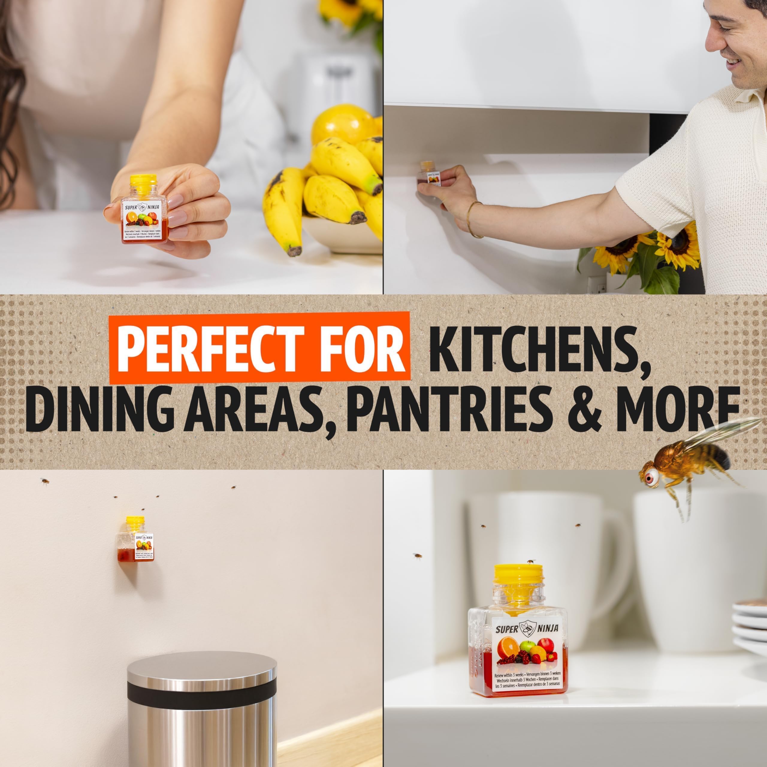 Instructions for setting up Super Ninja Fruit Fly Traps