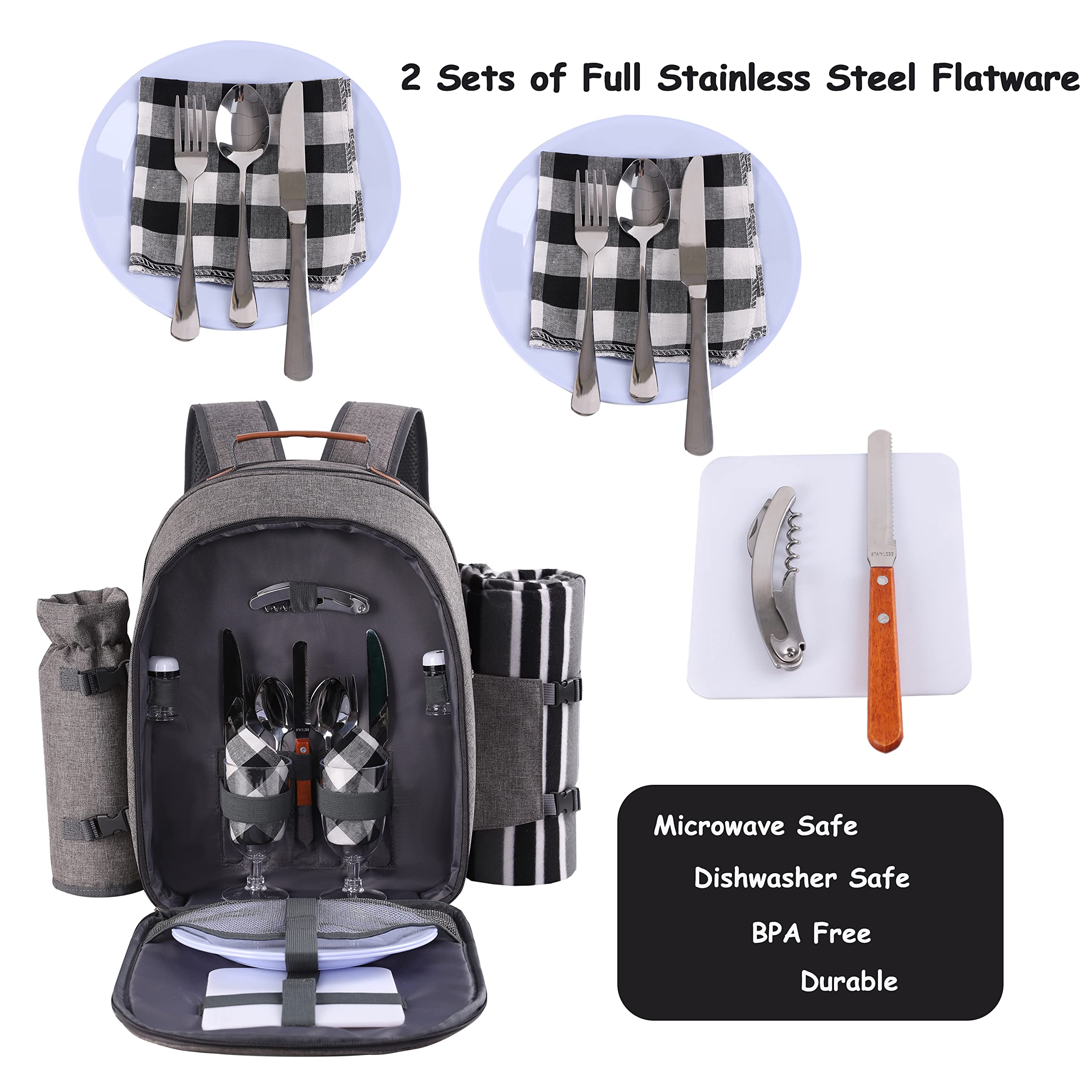 Insulated cooler compartment of the picnic backpack