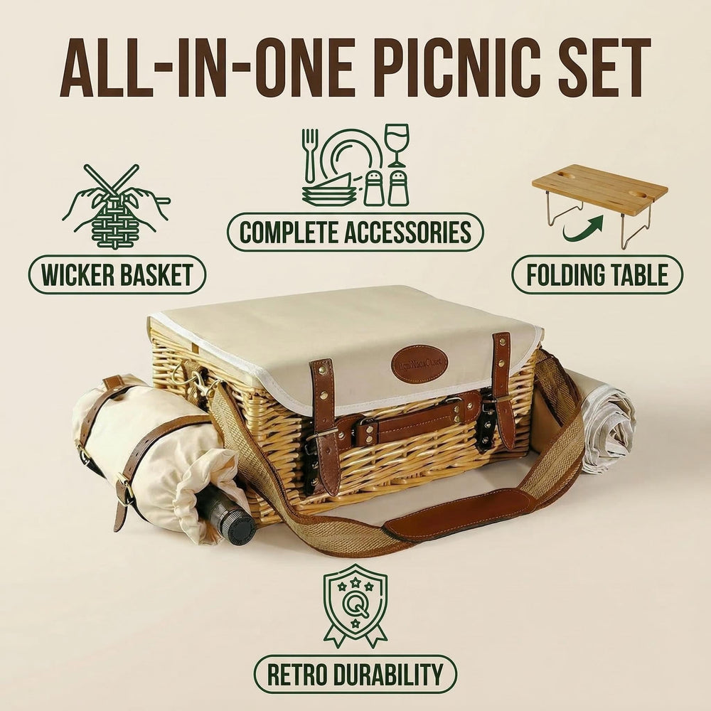 Insulated food compartment in the wicker picnic basket