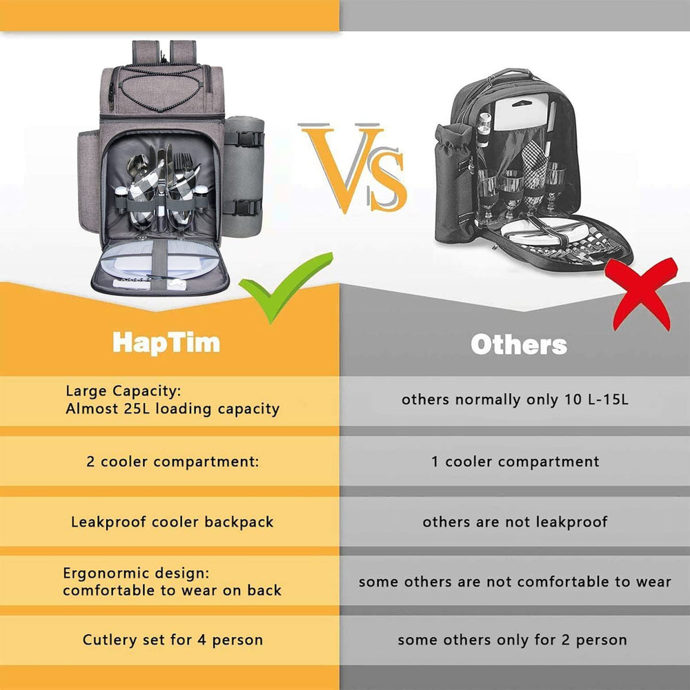 Interior view of Hap Tim Picnic Basket Backpack showing compartments