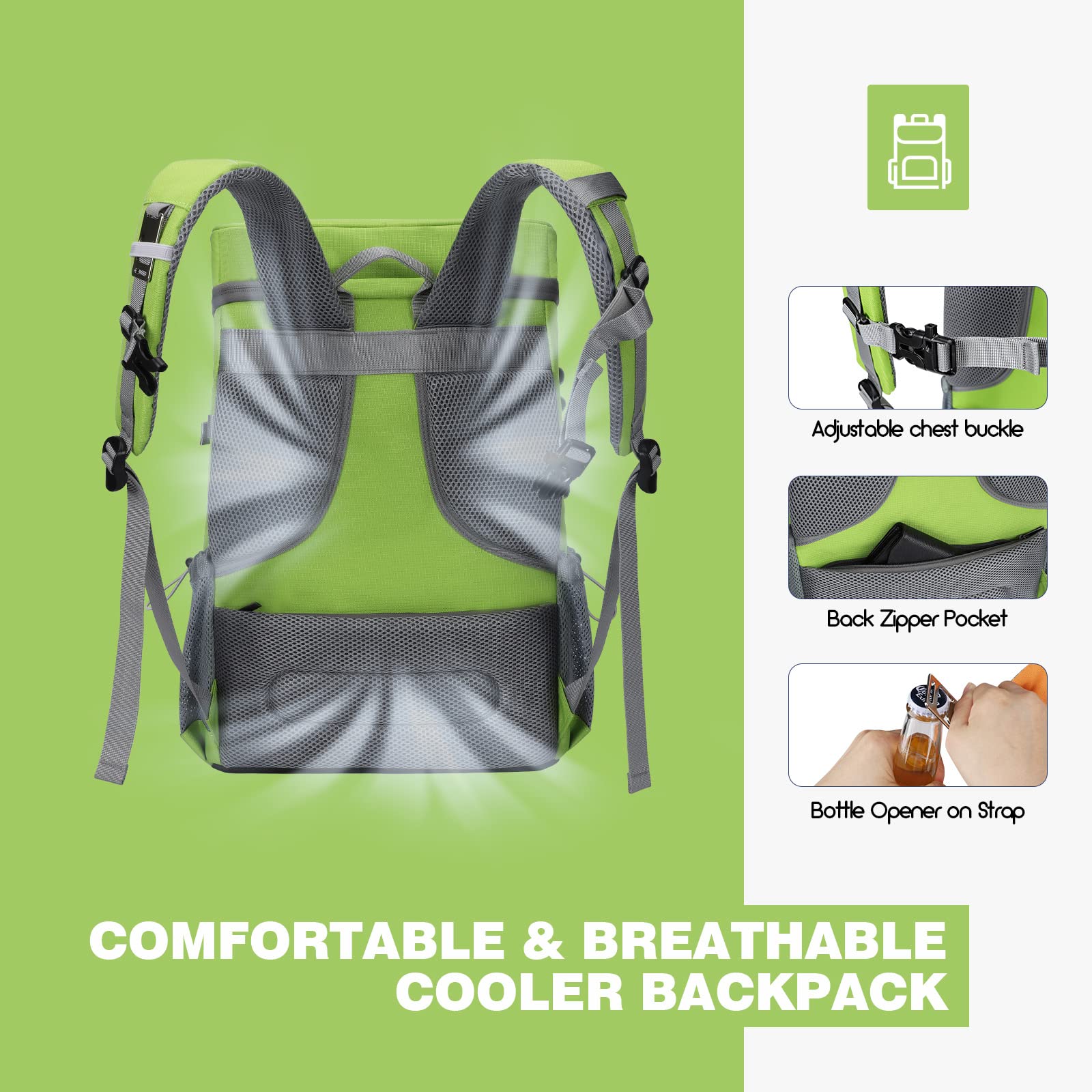 Interior view of Maelstrom cooler backpack compartments