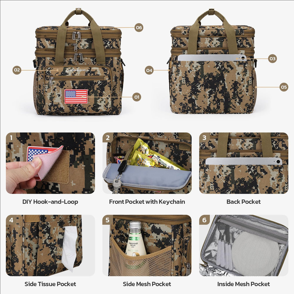Interior view of Maelstrom lunch box with multiple pockets