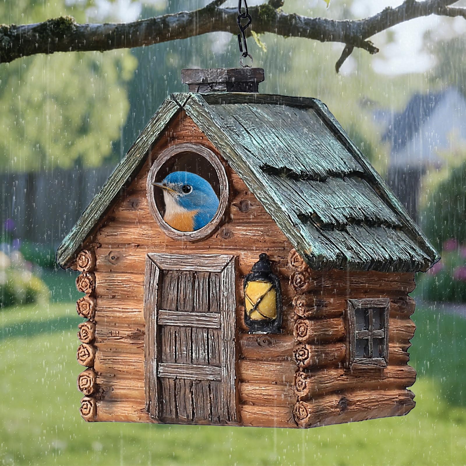 Interior view of MINWOLF Bird House showing cleaning holes