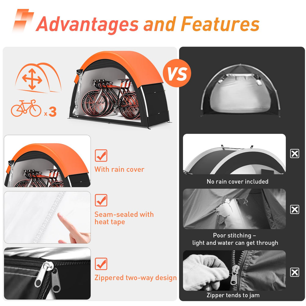 Interior view of PZT Bike Tent showcasing storage space