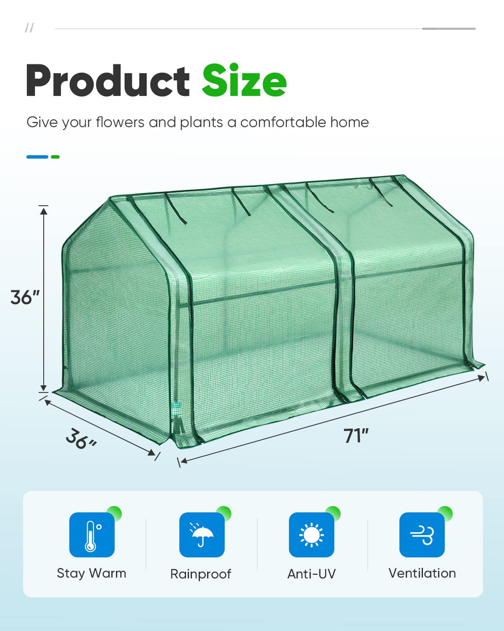 Interior view of Quictent Mini Greenhouse with plants inside
