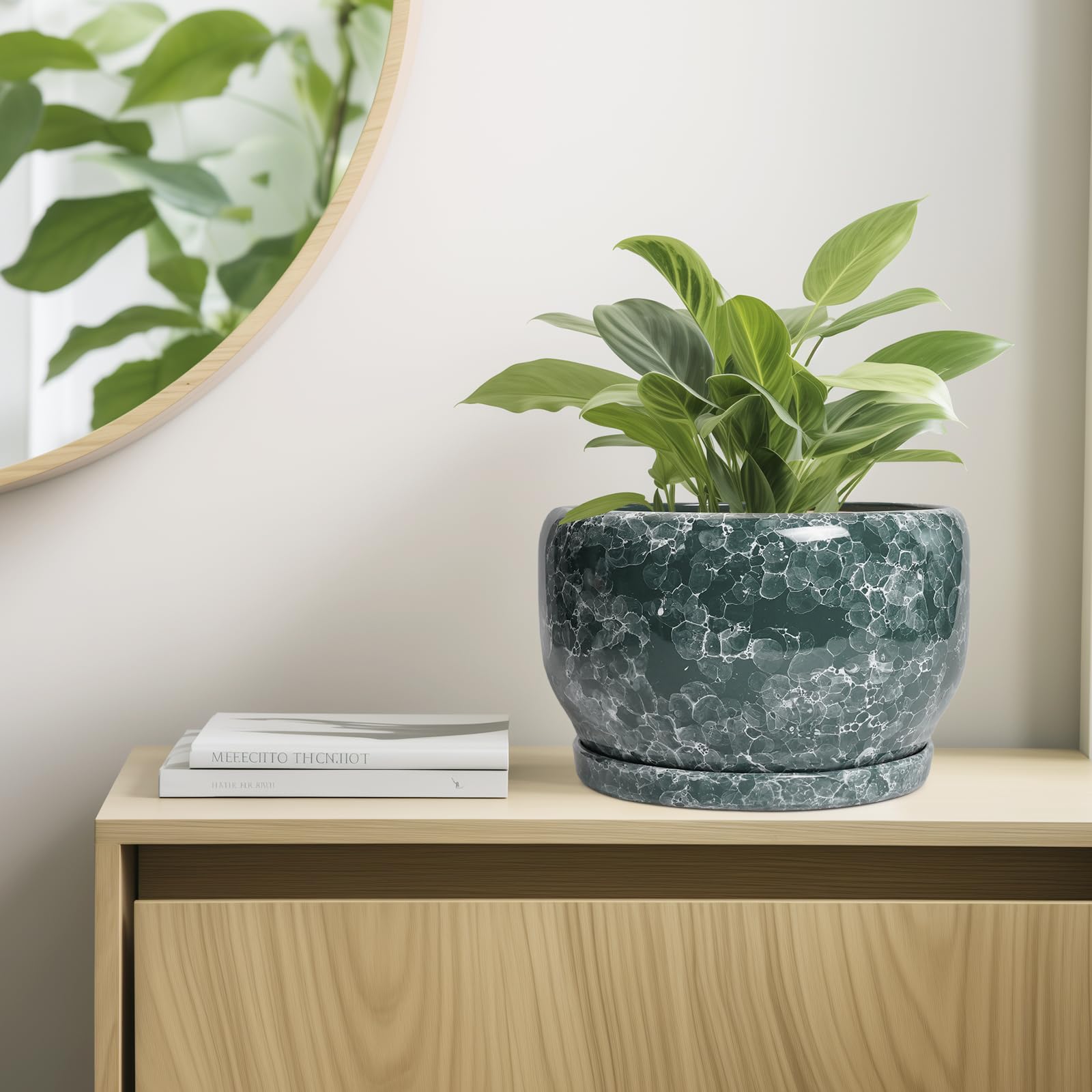 Interior view of SQOWL ceramic planter showcasing smooth finish