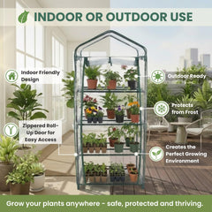 Interior view of the Pure Garden 4-Tier Mini Greenhouse with plants