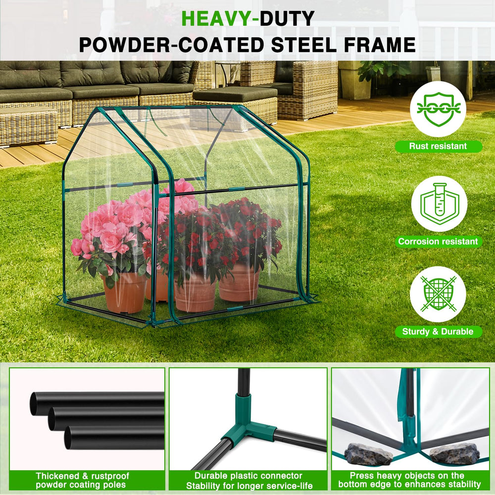 Interior view of Yesker Mini Greenhouse with plants inside