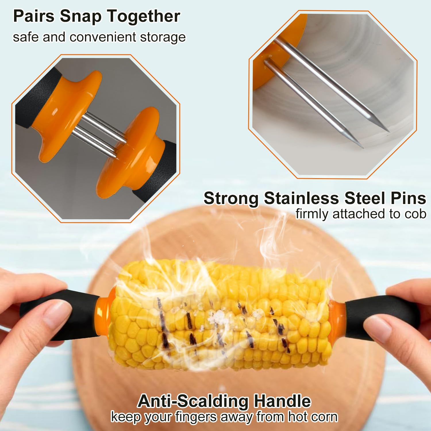 Interlocking design of AQRINGO Corn Holders for safe storage