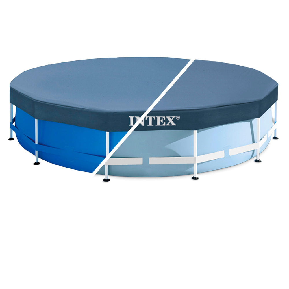 Intex 12FT Round Pool Cover overview on a sunny day