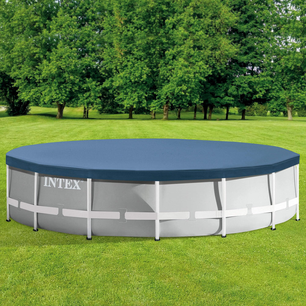 Intex 12FT Round Pool Cover side view showing drain holes