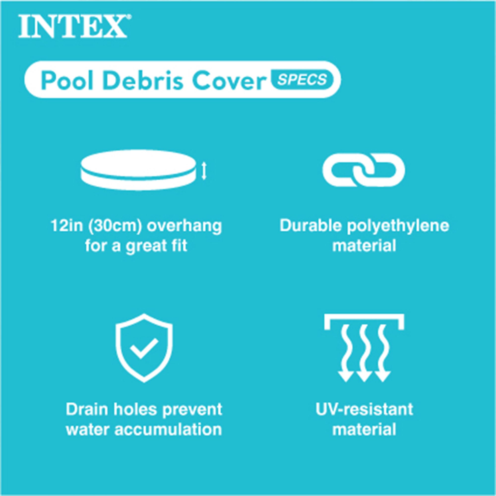 Intex 13-foot Pool Cover blue model with tie-down ropes