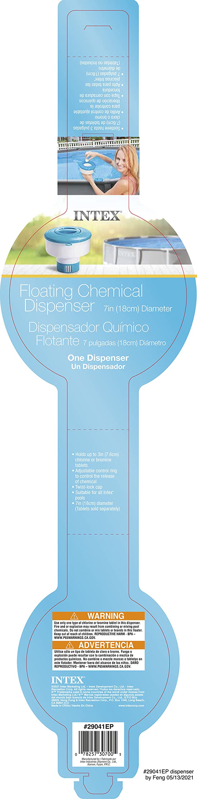 Intex 7-Inch Floating Chemical Dispenser in a pool setting