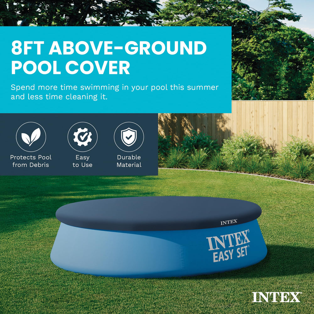 Intex 8ft Round Pool Cover side view with drain holes
