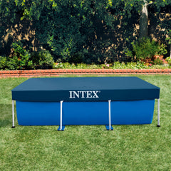 Intex cover showing drainage holes and rope ties