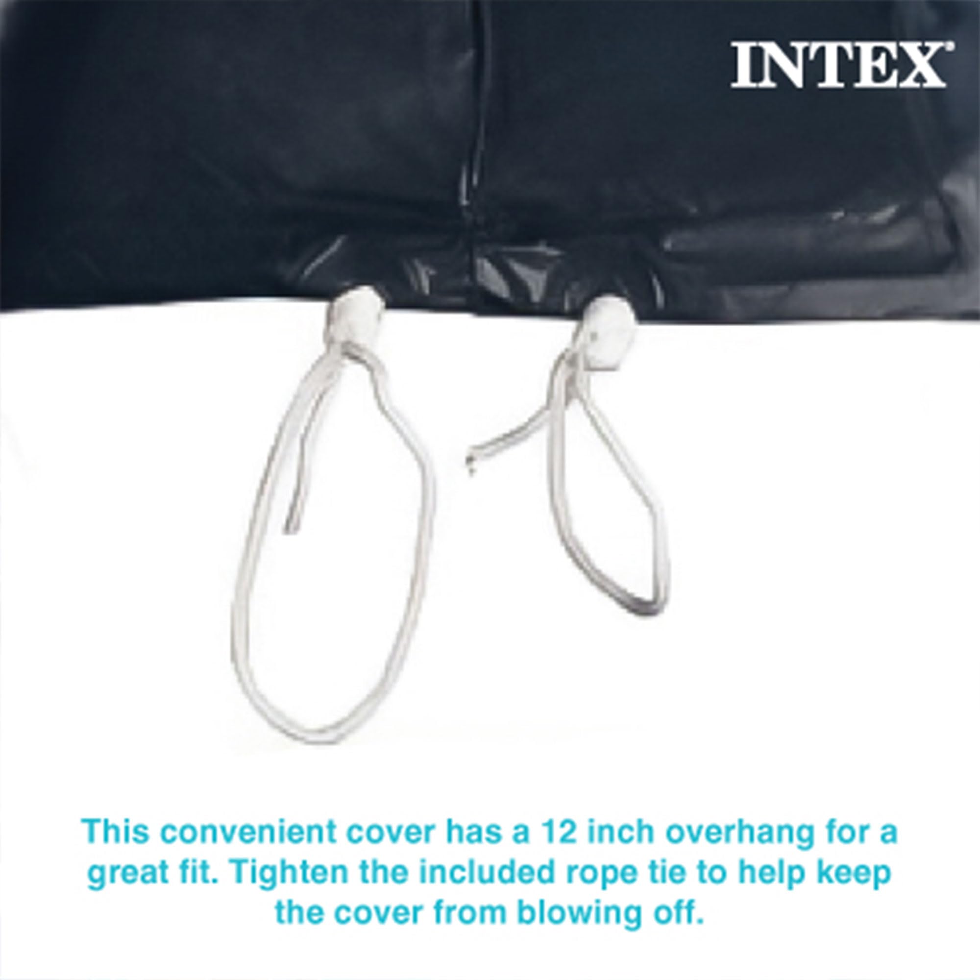 Intex Deluxe Pool Cover showing 12-inch overhang