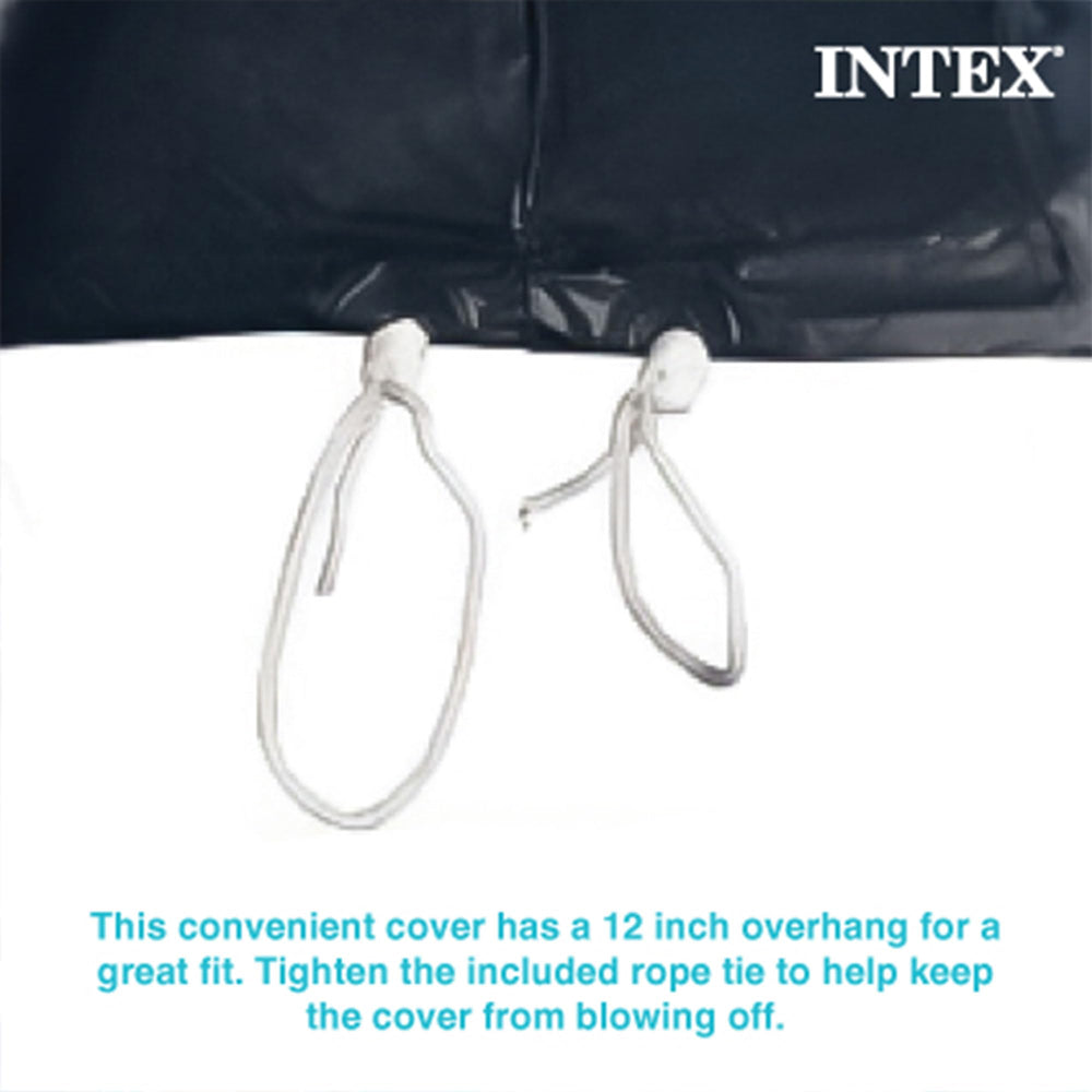 Intex Deluxe Pool Cover showing 12-inch overhang