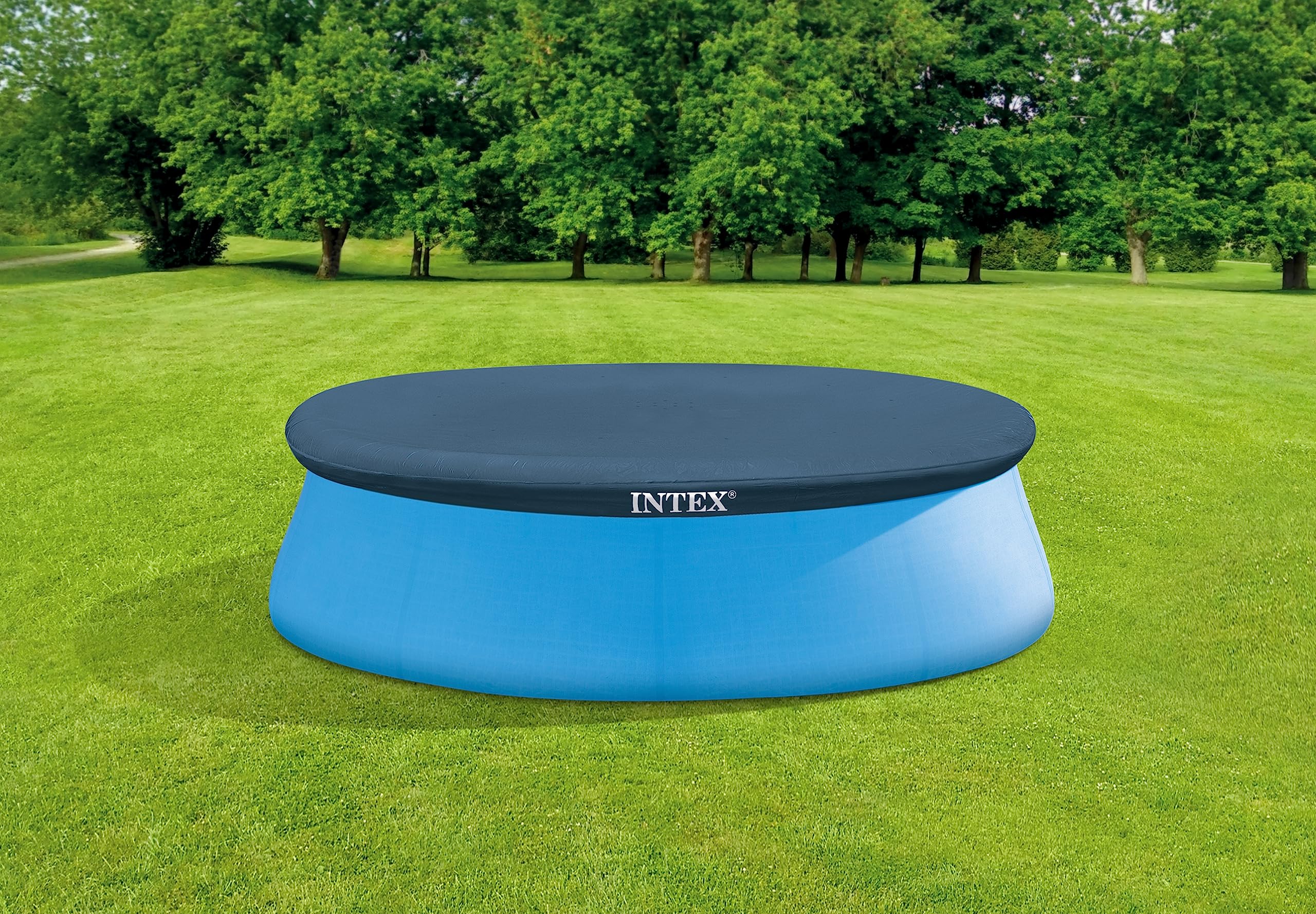 Intex Easy Set Pool Cover packaging and dimensions