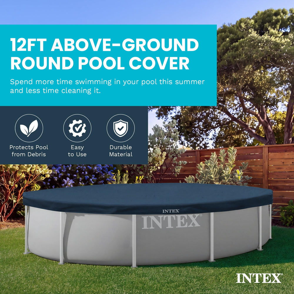 Intex Pool Cover installation with rope on a metal frame