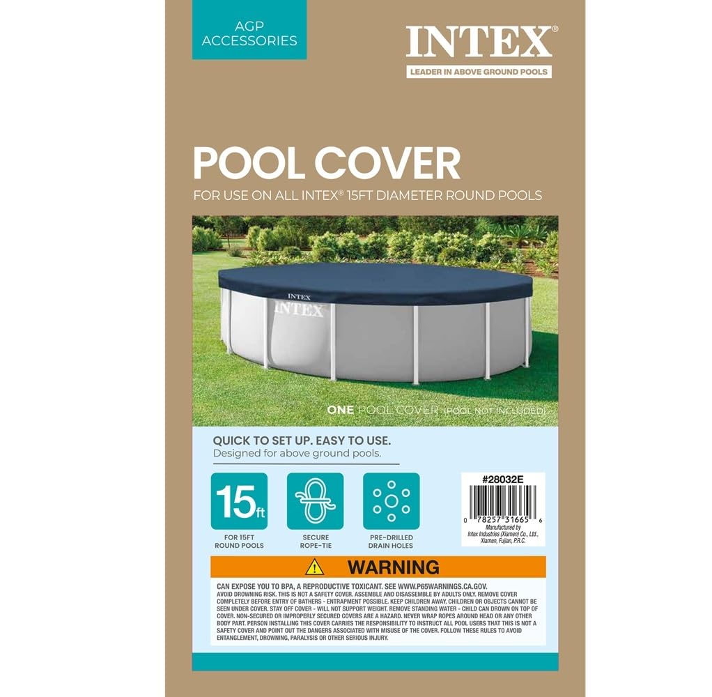 Intex Pool Cover showing drain holes to prevent water accumulation