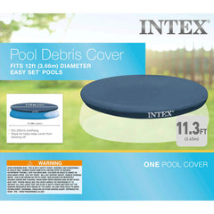 Intex pool cover with 12-inch overhang and rope tie
