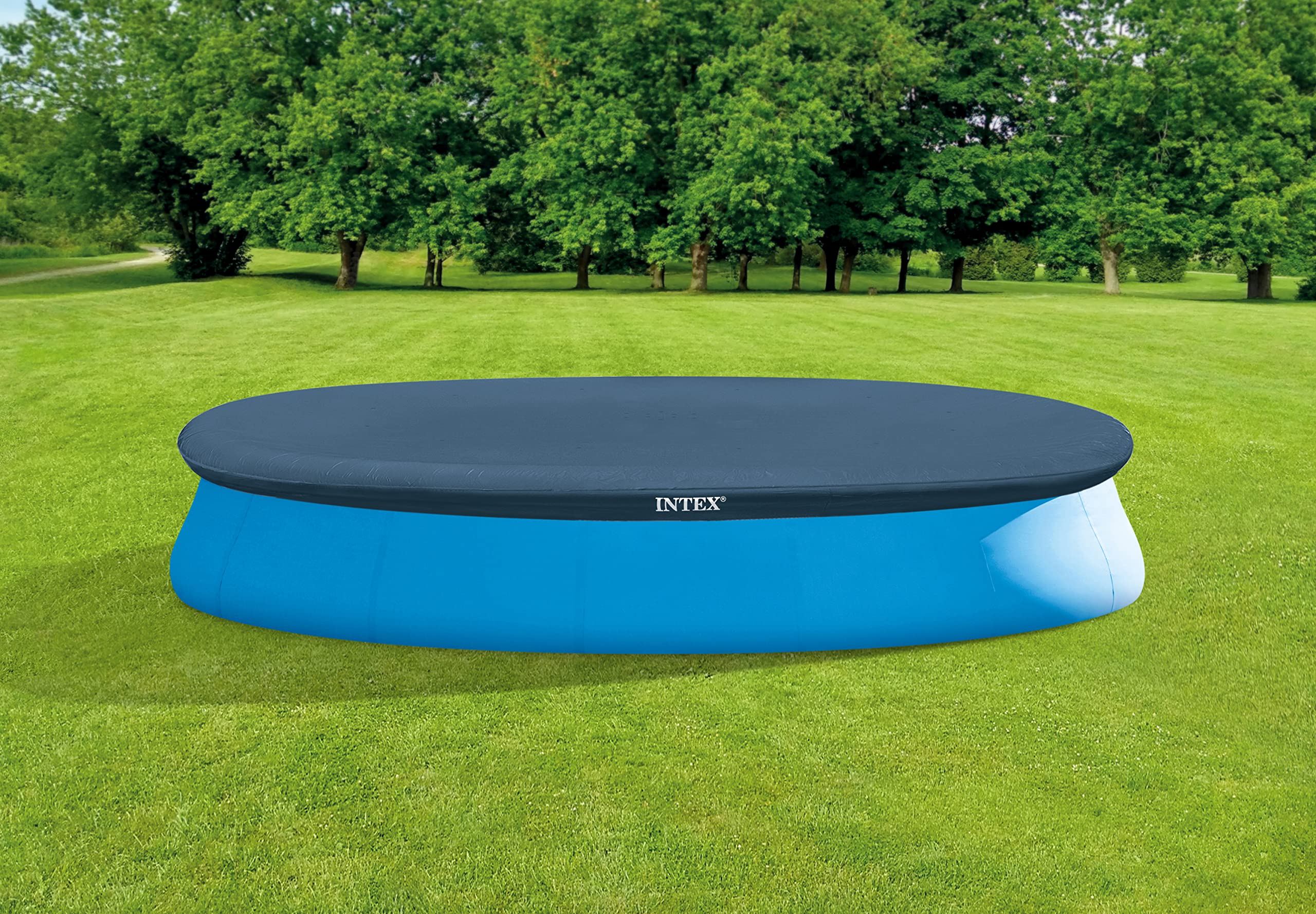 Intex pool cover with rope tie and drain holes