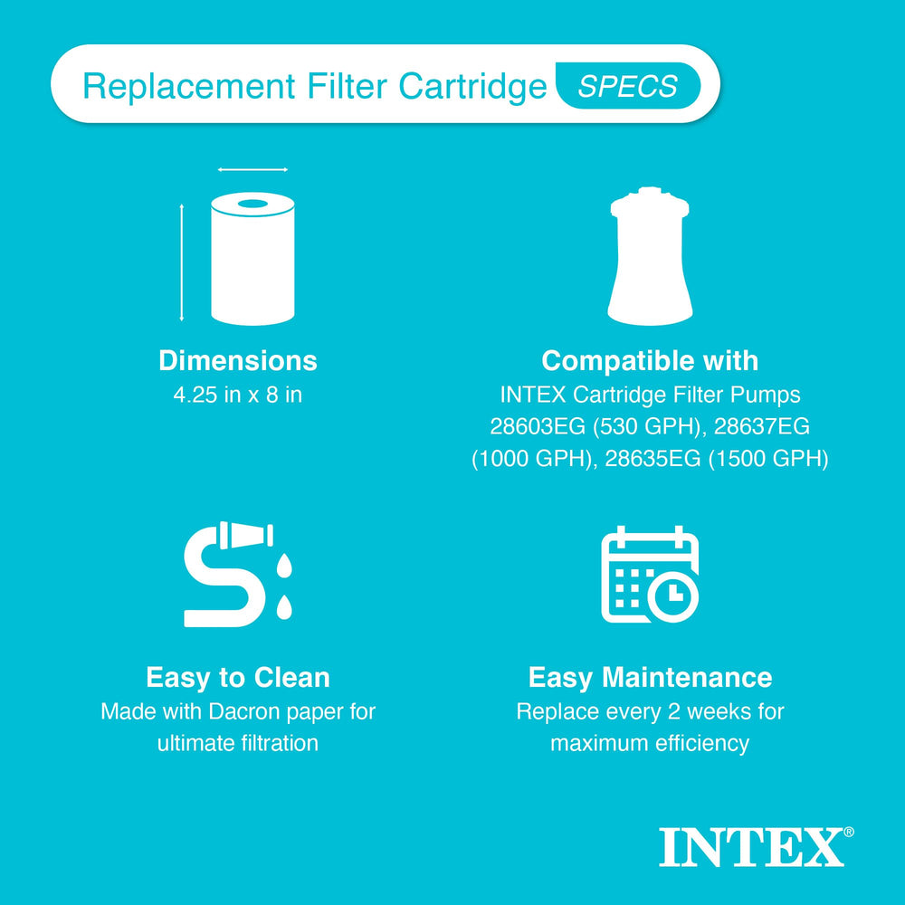 Intex Pool Filter Cartridge compatible with various pumps