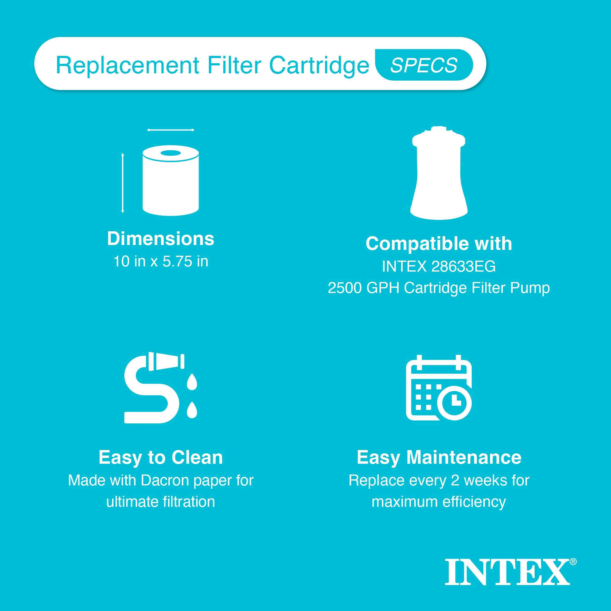 Intex Pool Filter Cartridge packaging with product details