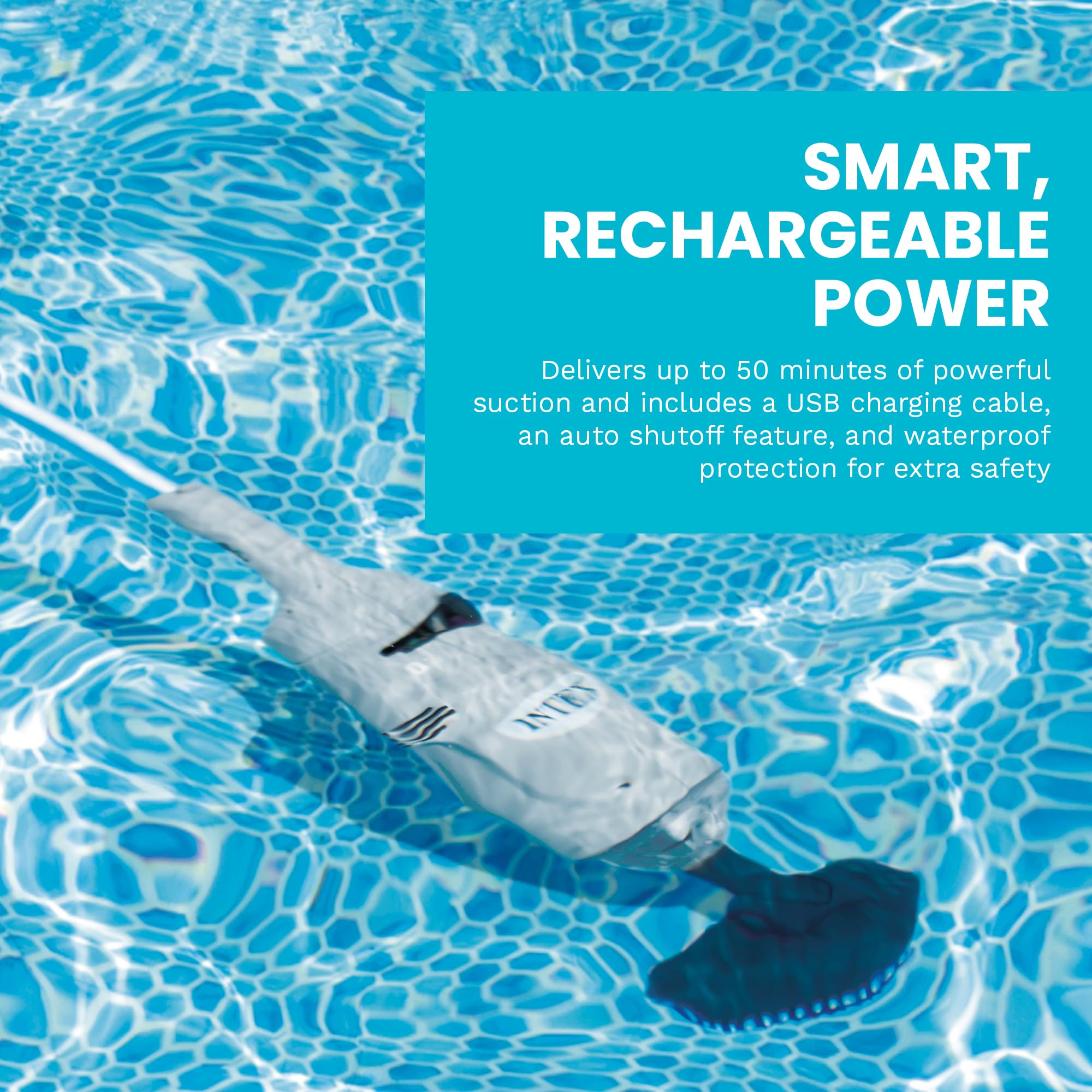 Intex Rechargeable Handheld Pool Vacuum in action in a pool
