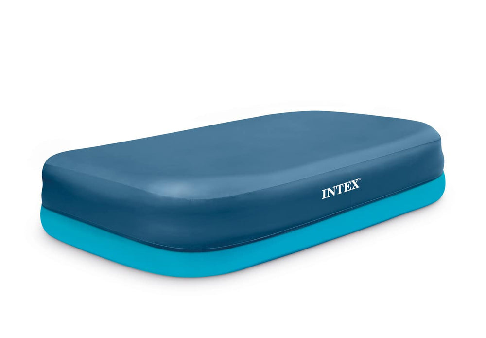 Intex Rectangular Pool Cover showing drawstrings for secure closure