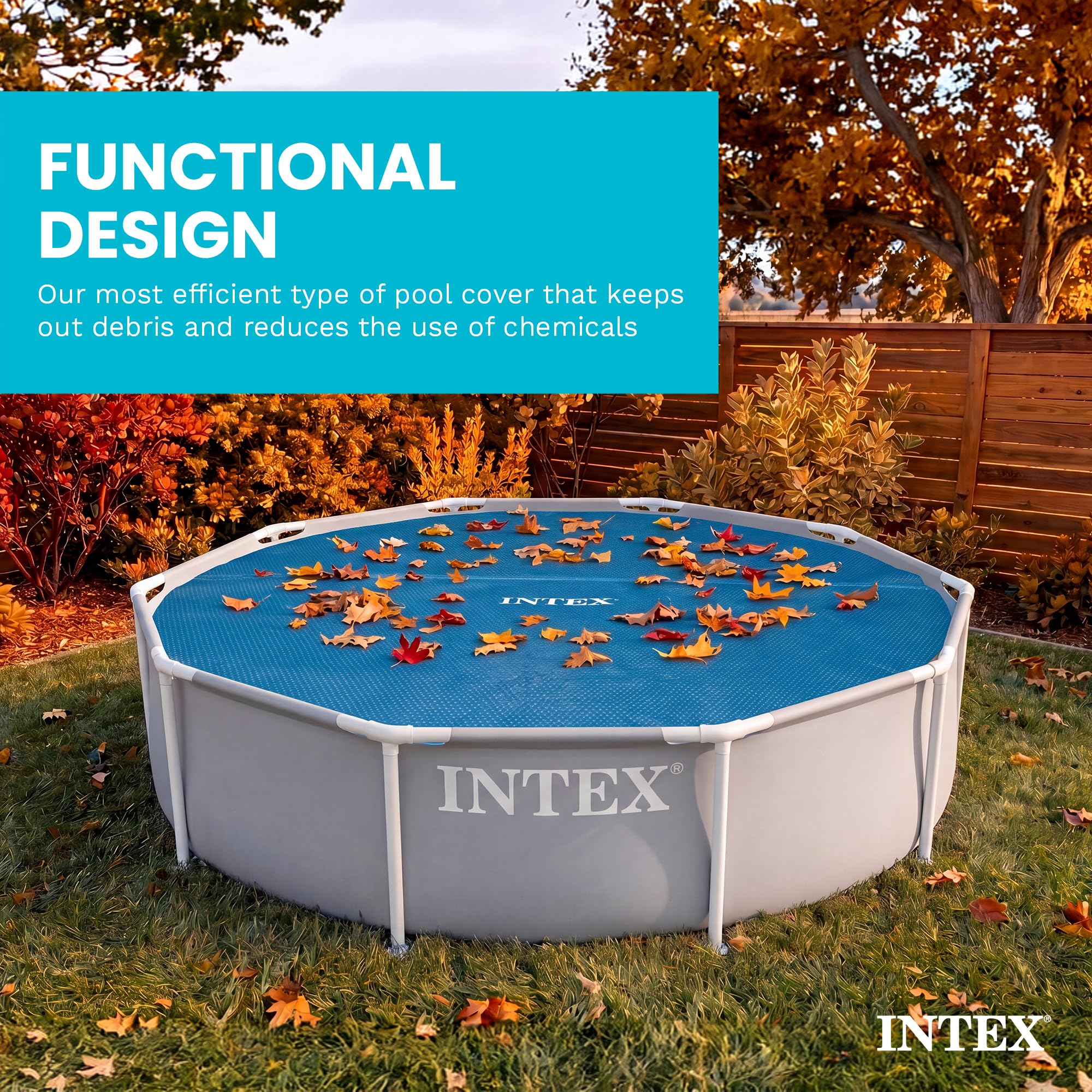 Intex Solar Pool Cover being installed on a pool