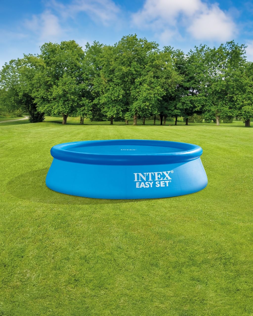 Intex Solar Pool Cover laid flat on a pool surface