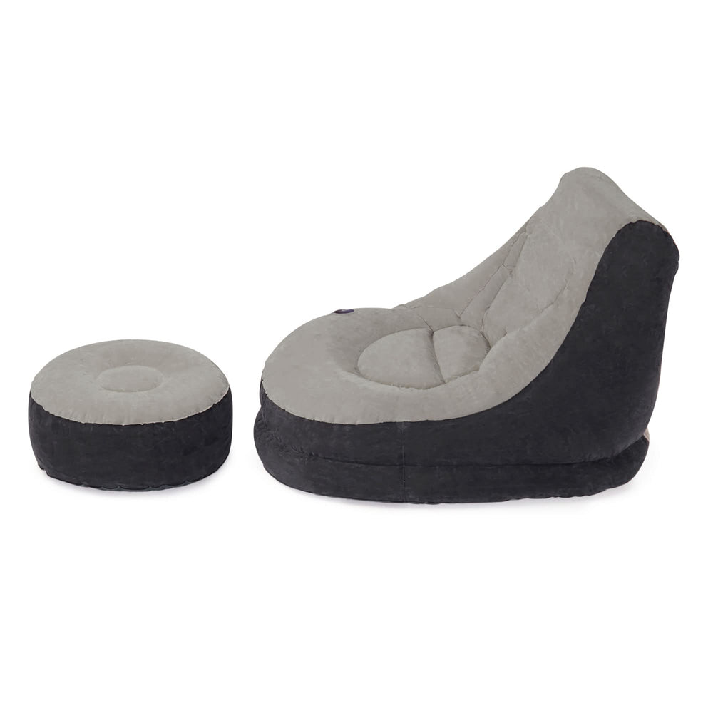 Intex Ultra Lounge Inflatable Chair with ottoman in grey colour