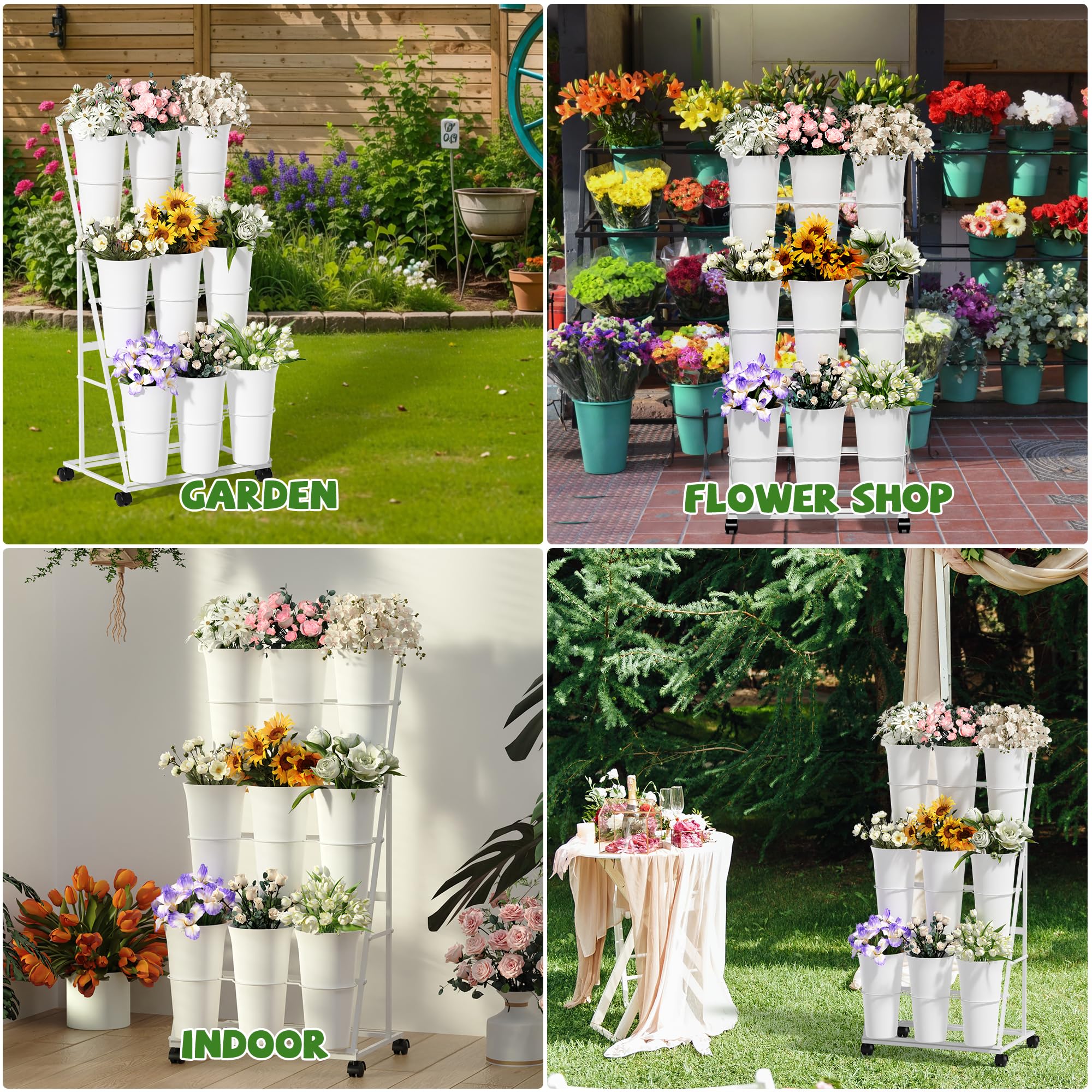 Invech Flower Display Stand in a garden setting