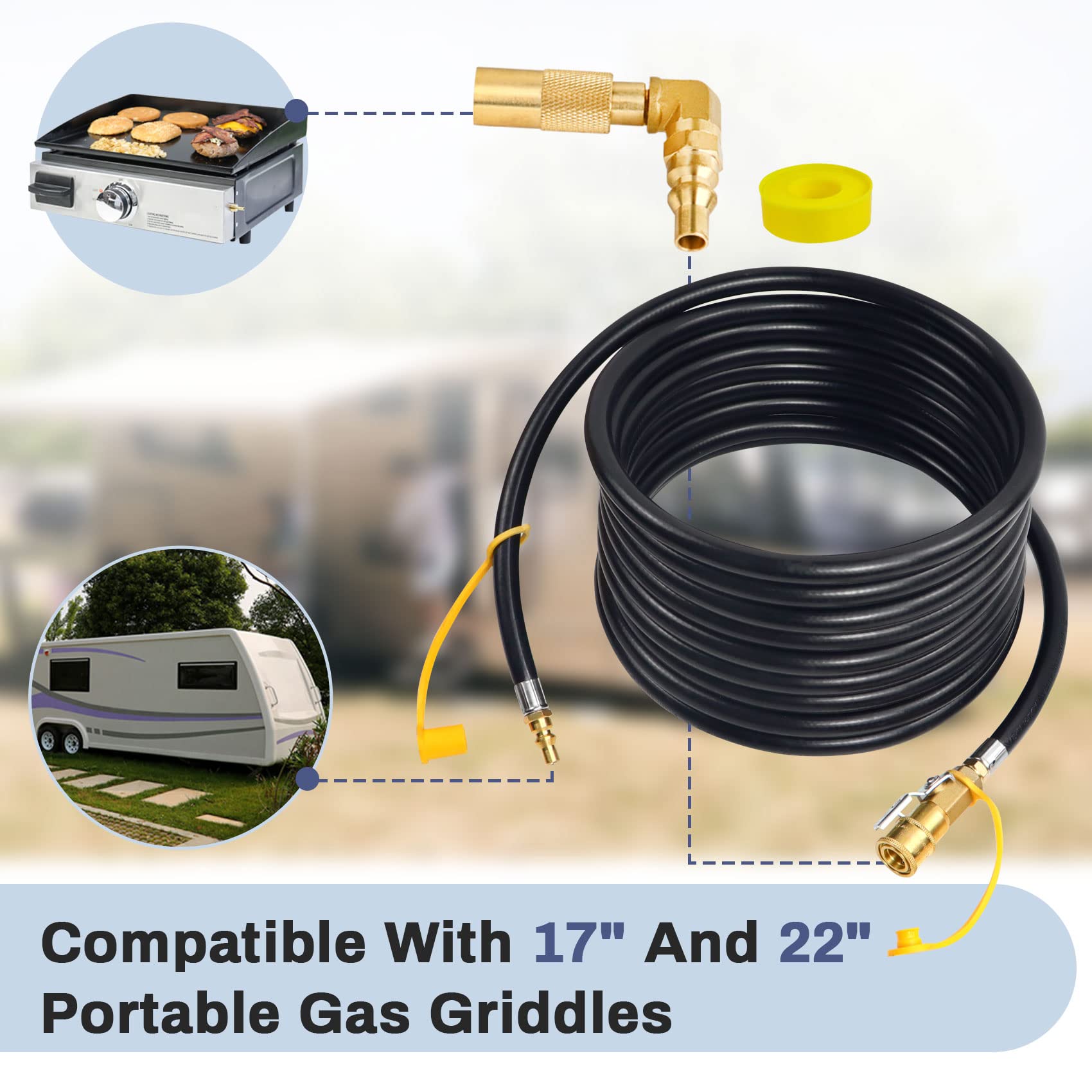 Iococee propane hose with elbow adapter fitting