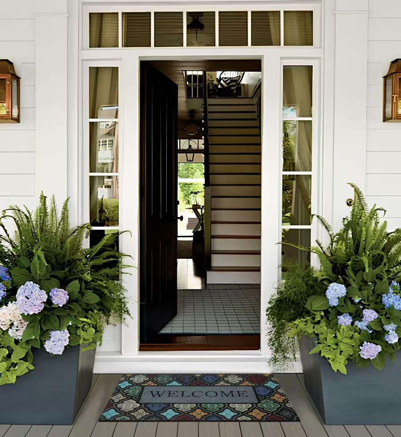 iouwy Door Mat side view highlighting non-slip rubber backing