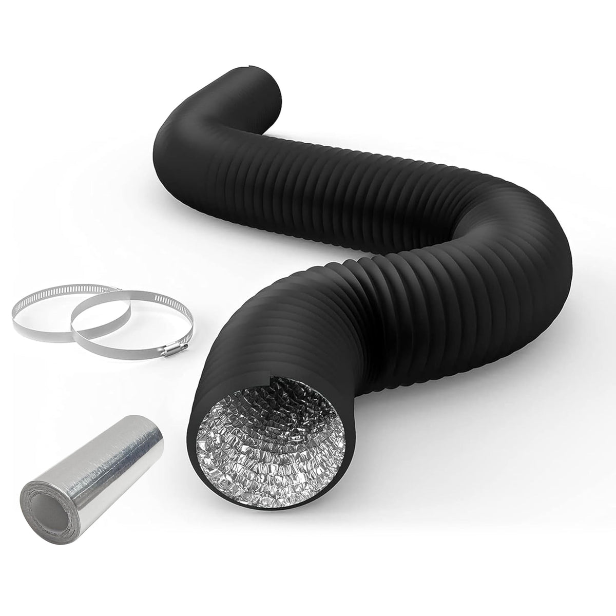 iPower 4 Inch Dryer Vent Hose 8 Feet Long black flexible ducting