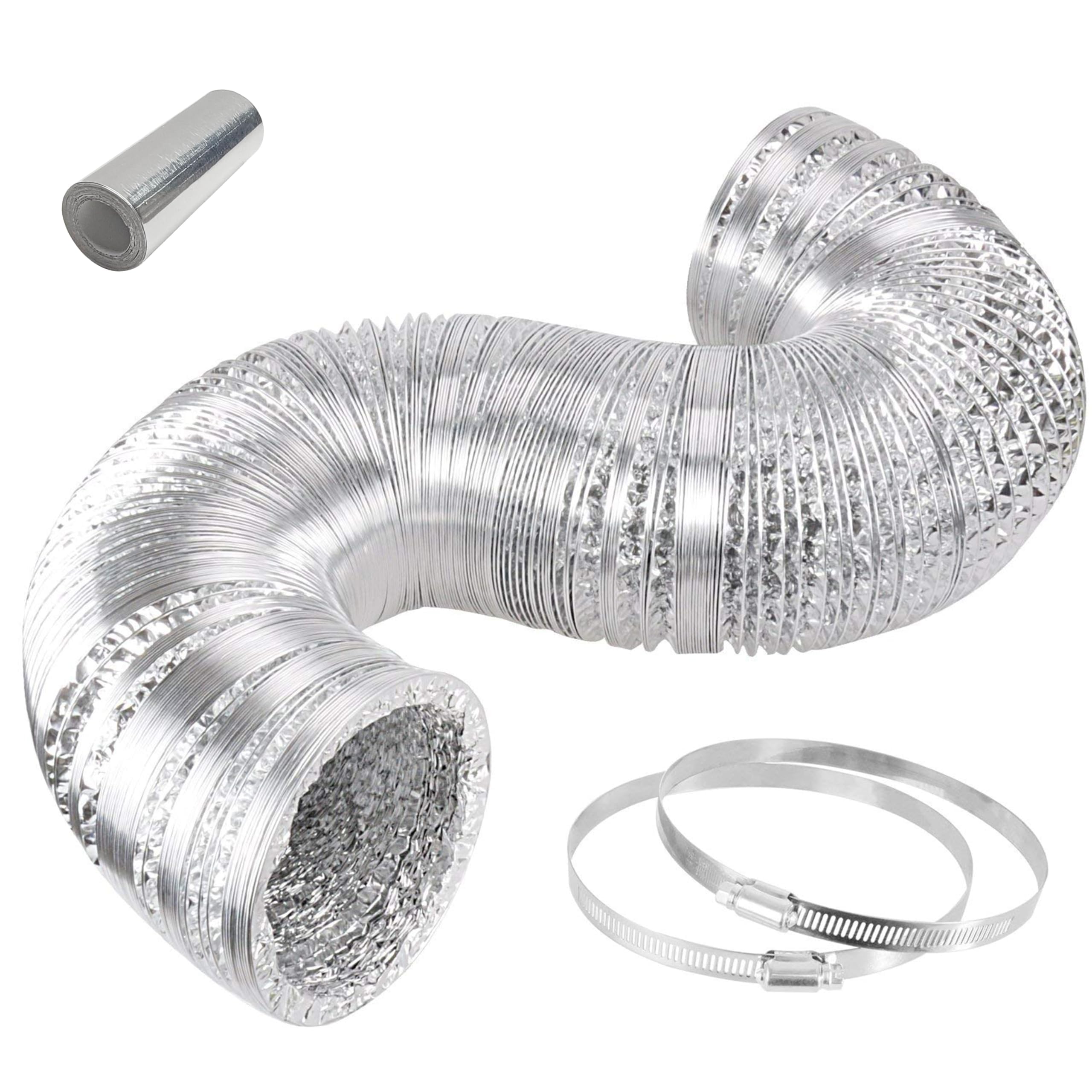 iPower Flexible 4 Inch 8 Feet Aluminum Ducting front view